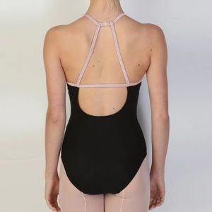 Bullet Pointe X Front Leotard - Pink Trim in Large